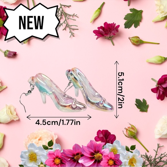 New Pink 3D Acrylic High Transparency Color High Heels Fashionable Earrings - Picture 8 of 8